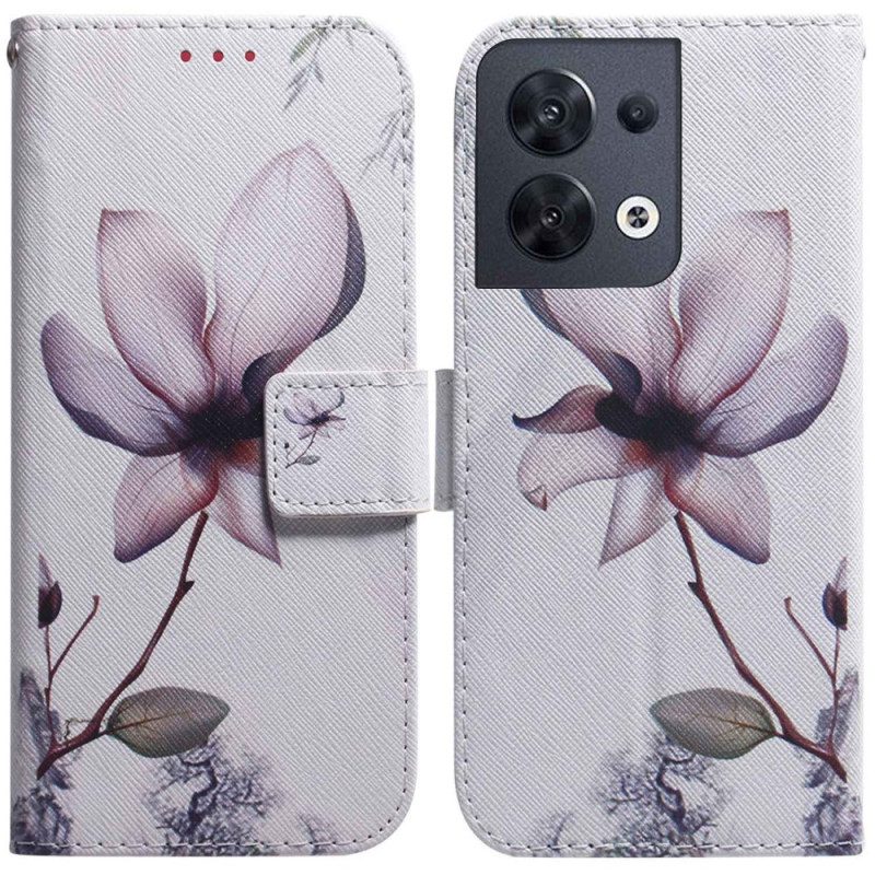 Custodia in pelle Oppo Reno 8 Fiore Strappy Dell'annata