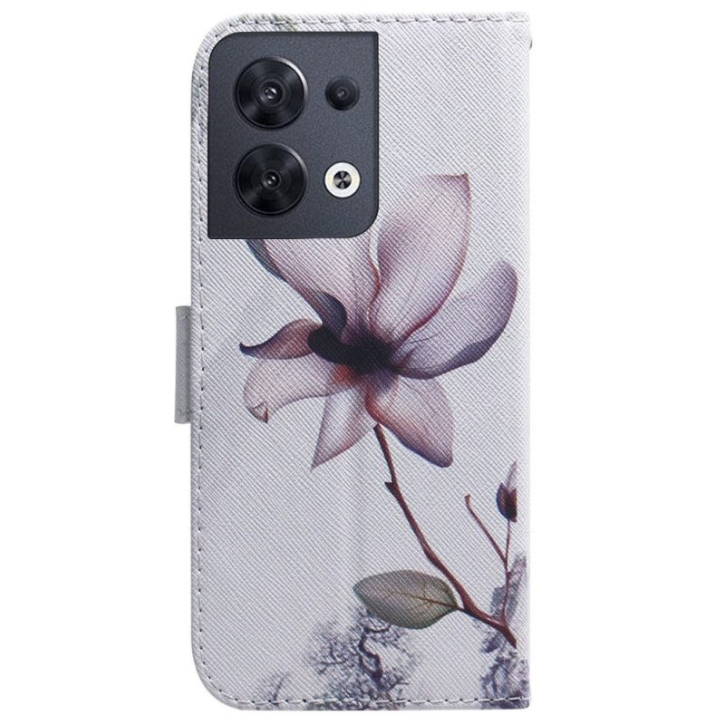 Custodia in pelle Oppo Reno 8 Fiore Strappy Dell'annata