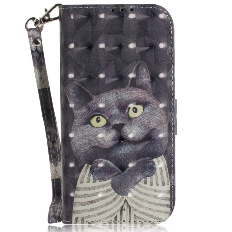 Custodia in pelle Oppo Reno 8 Gatto Con Cordino