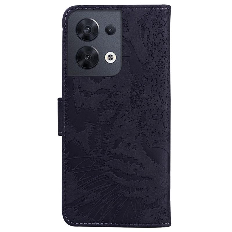 Custodia in pelle Oppo Reno 8 Impronta Di Tigre