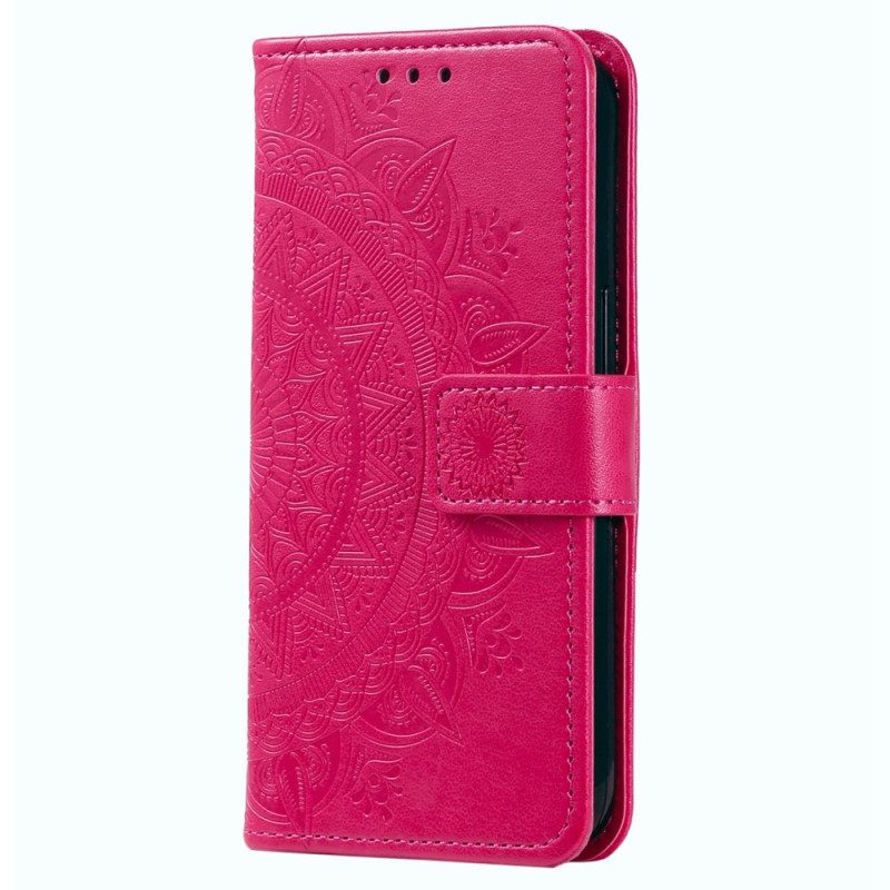 Custodia in pelle Oppo Reno 8 Mandala Del Sole Con Cinghie