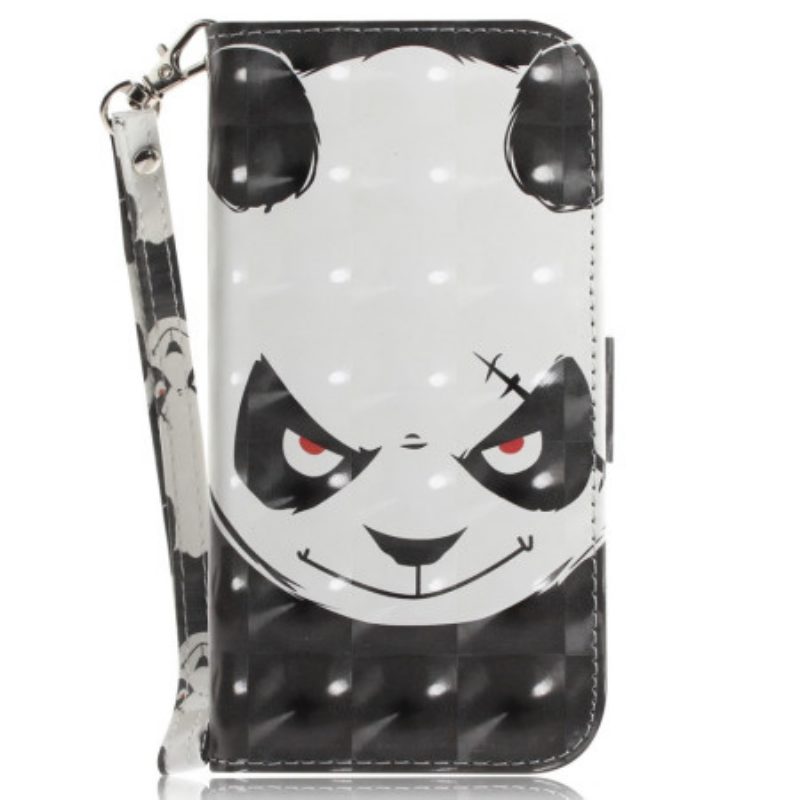 Custodia in pelle Oppo Reno 8 Panda Arrabbiato Con Cordino