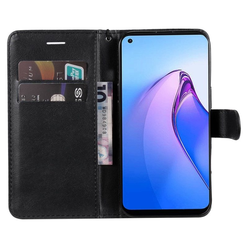 Custodia in pelle Oppo Reno 8 Semplice Con Cinturino