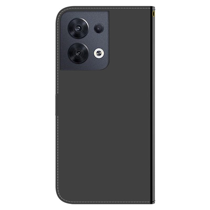 Custodia in pelle Oppo Reno 8 Specchio E Cordino