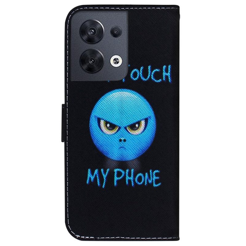 Custodia in pelle Oppo Reno 8 Telefono Emoji Con Cordino