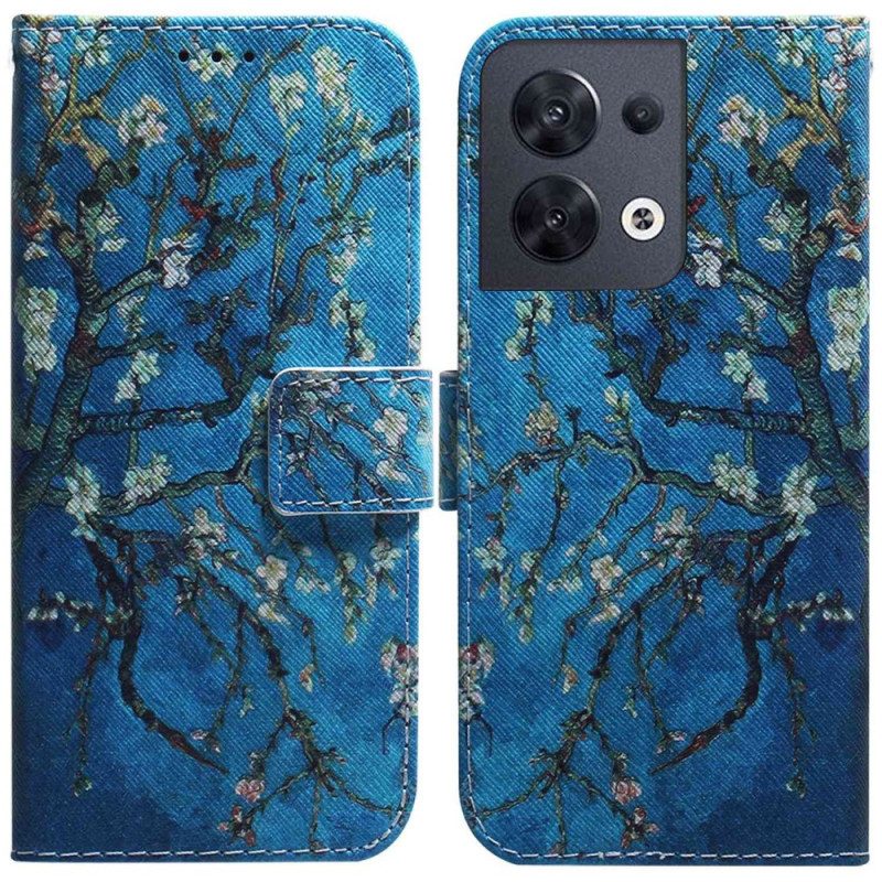 Folio Cover Oppo Reno 8 Cinturino Rami Di Fiori