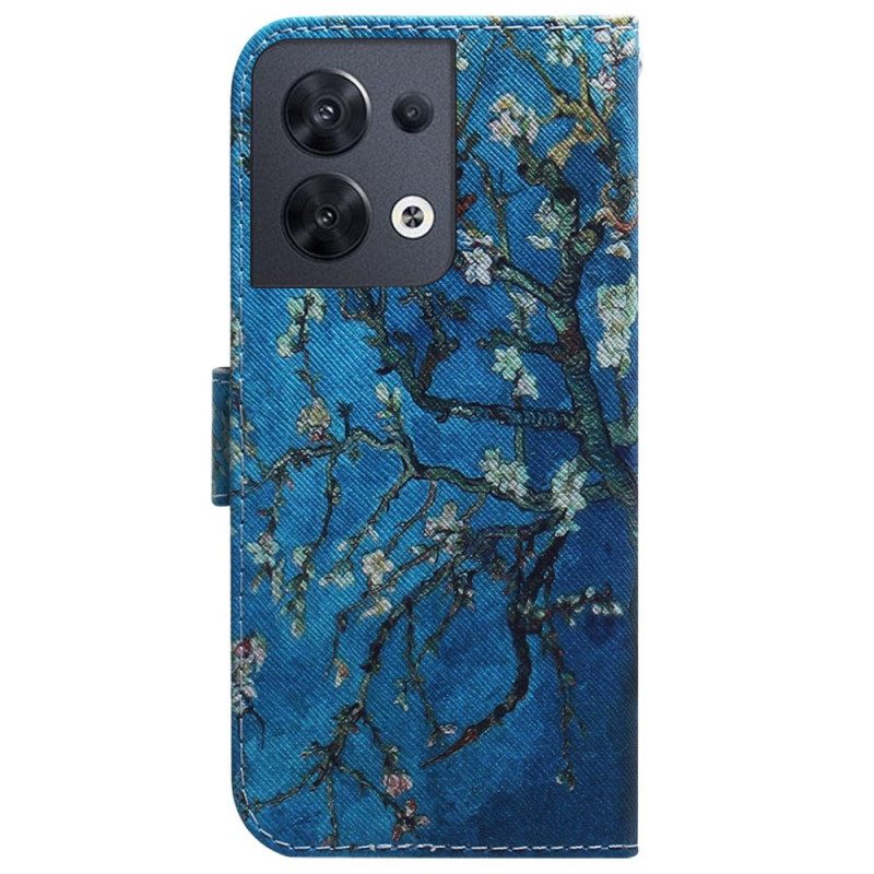 Folio Cover Oppo Reno 8 Cinturino Rami Di Fiori