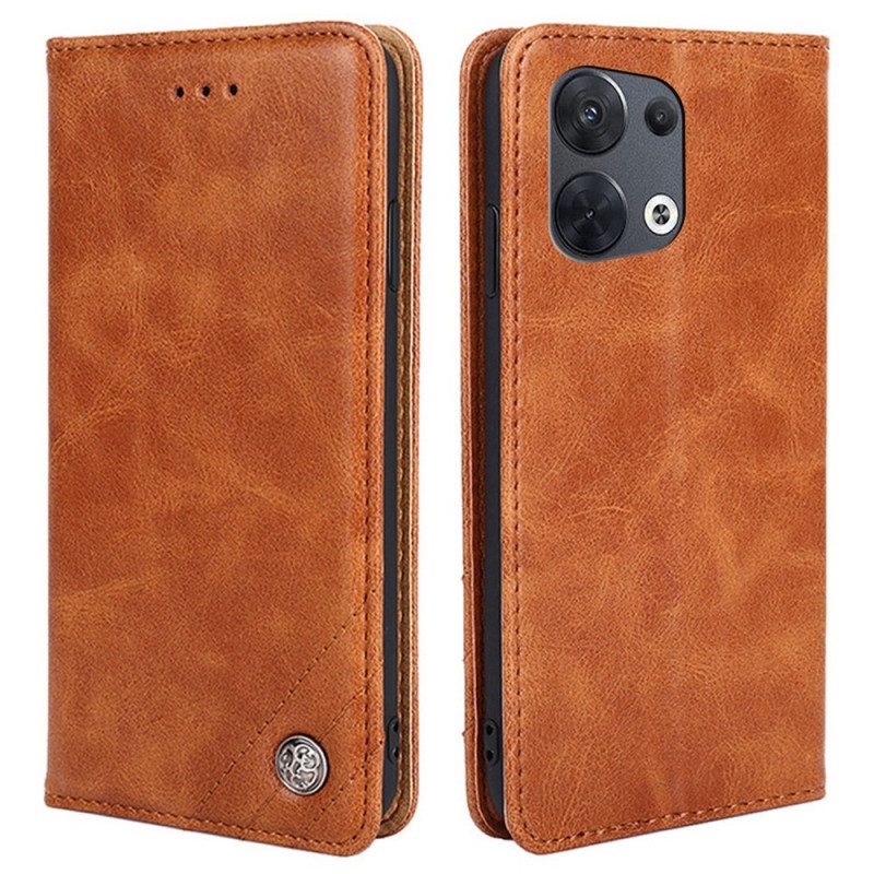 Folio Cover Oppo Reno 8 Custodia in pelle Rivetti Decorativi