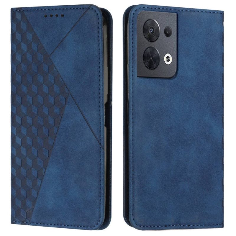 Folio Cover Oppo Reno 8 Custodia in pelle Stile Cubico