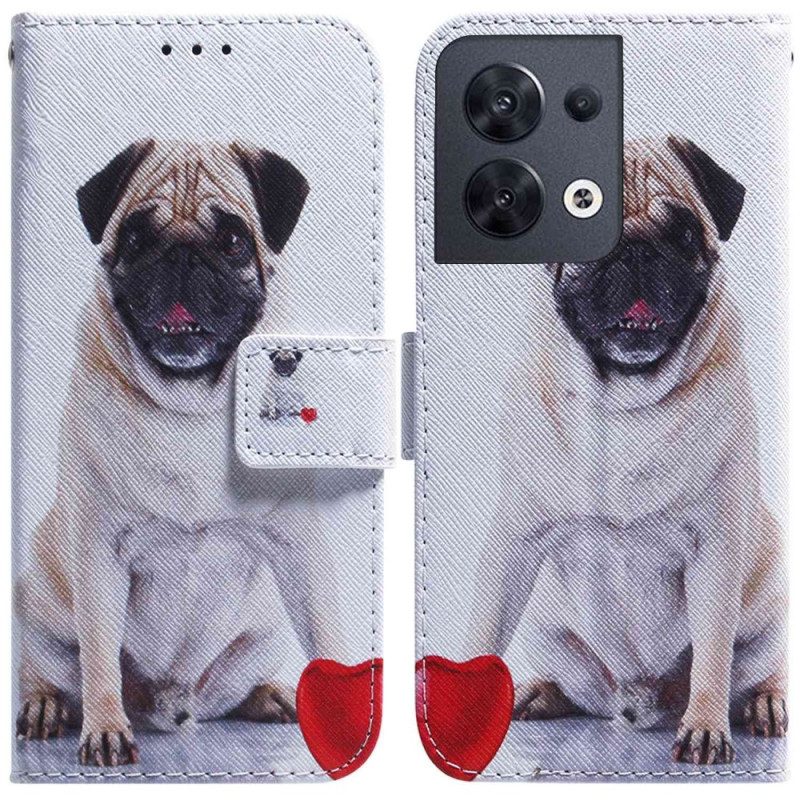 Folio Cover Oppo Reno 8 Grazioso Pug In Cinturino