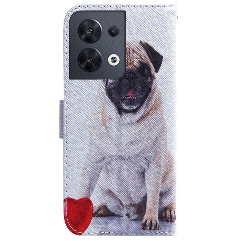 Folio Cover Oppo Reno 8 Grazioso Pug In Cinturino