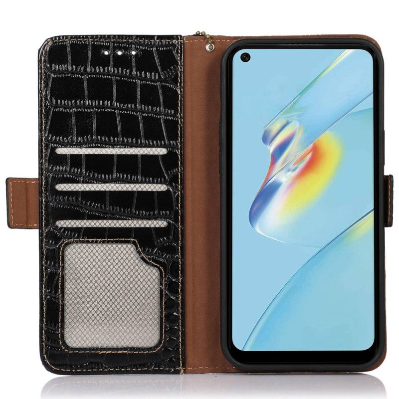 Folio Cover Oppo Reno 8 Rfid Stile Coccodrillo