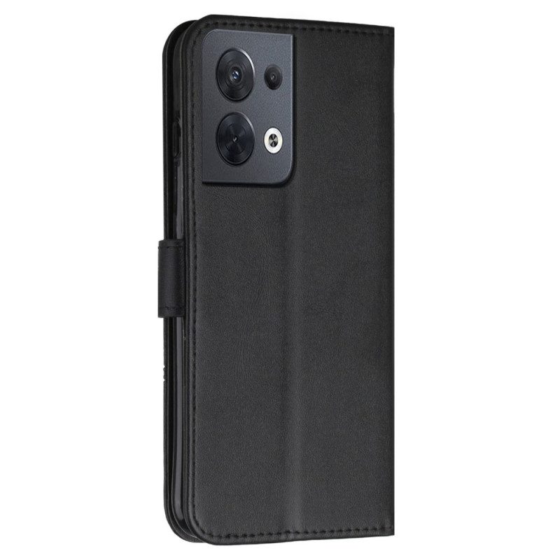 Folio Cover Oppo Reno 8 Strappy Effetto Pelle Geometrica