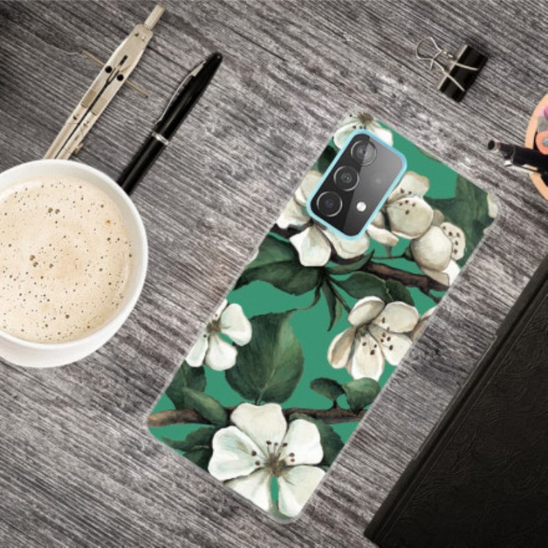 Cover Samsung Galaxy A32 Fiori Bianchi Dipinti