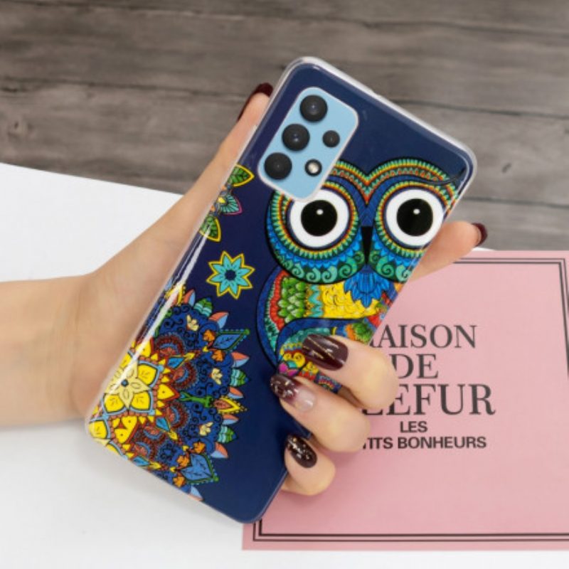 Cover Samsung Galaxy A32 Mandala Gufo Fluorescente