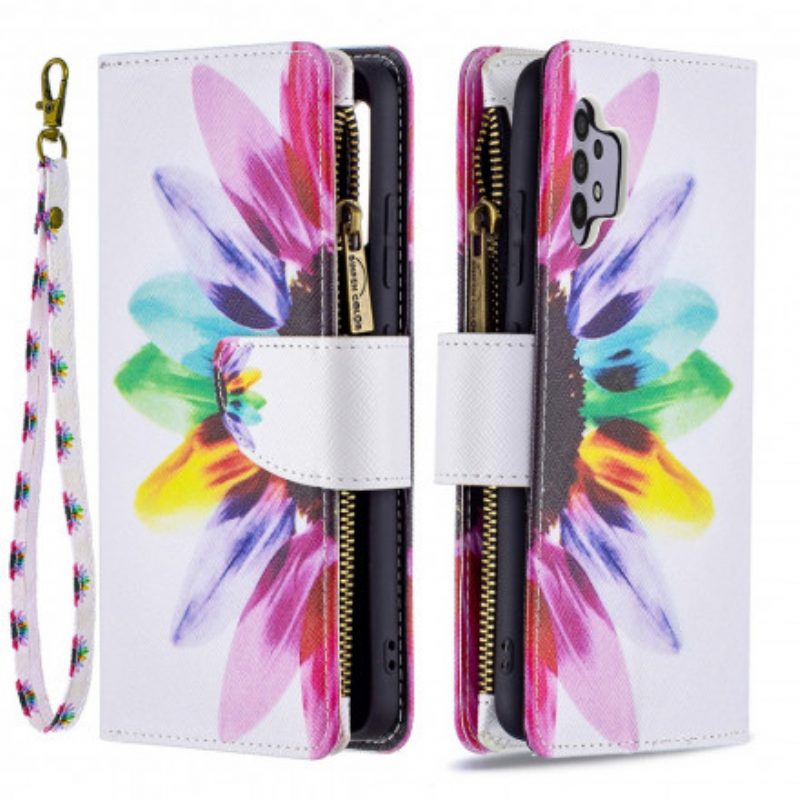 Custodia A Portafoglio Samsung Galaxy A32 Tasca Con Zip A Fiore