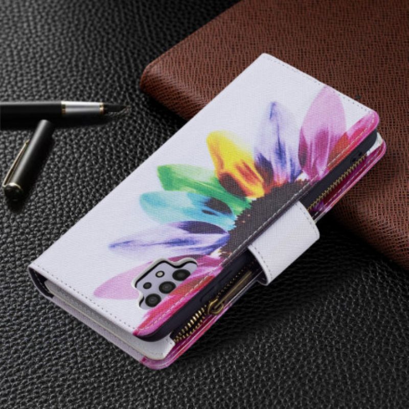 Custodia A Portafoglio Samsung Galaxy A32 Tasca Con Zip A Fiore