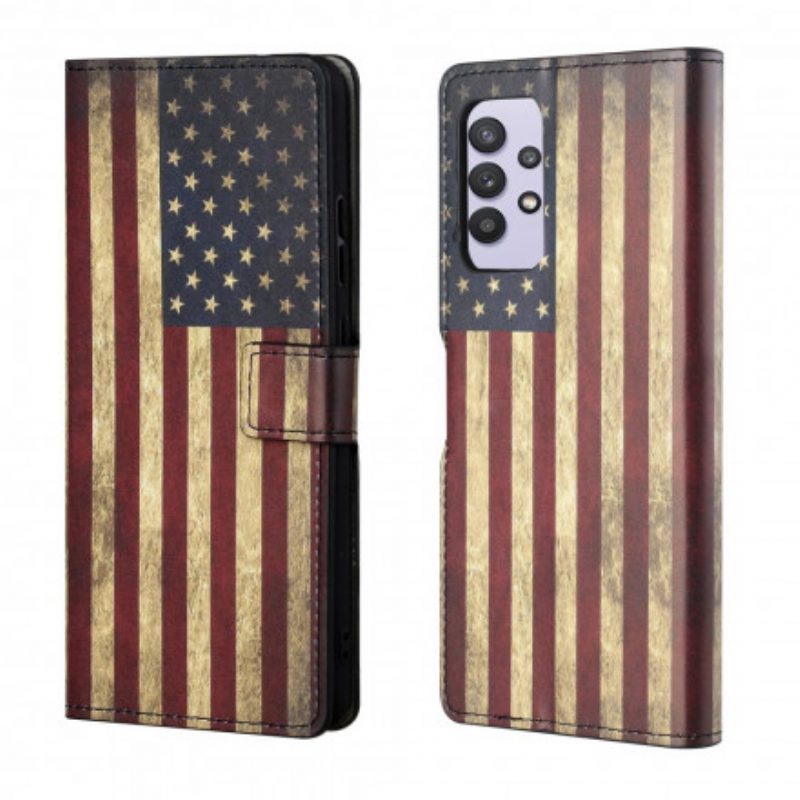 Custodia in pelle Samsung Galaxy A32 54g Bandiera Americana