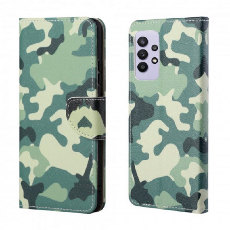 Custodia in pelle Samsung Galaxy A32 Camuffamento Militare