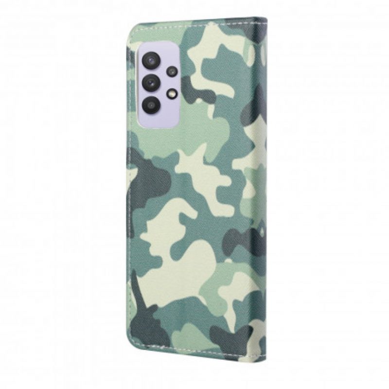 Custodia in pelle Samsung Galaxy A32 Camuffamento Militare