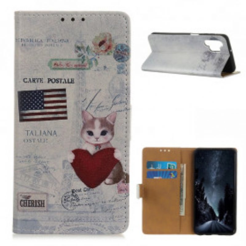 Custodia in pelle Samsung Galaxy A32 Gatto Viaggiatore