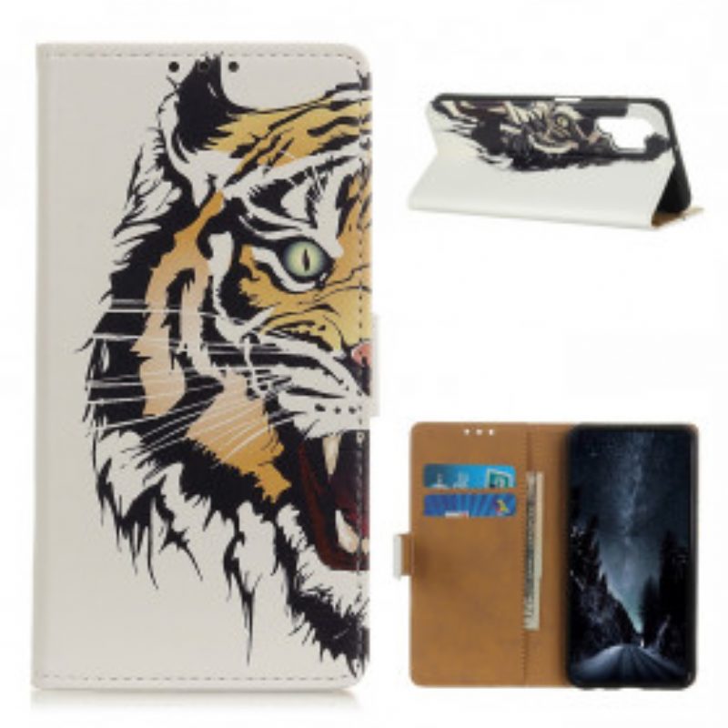 Custodia in pelle Samsung Galaxy A32 Tigre Feroce