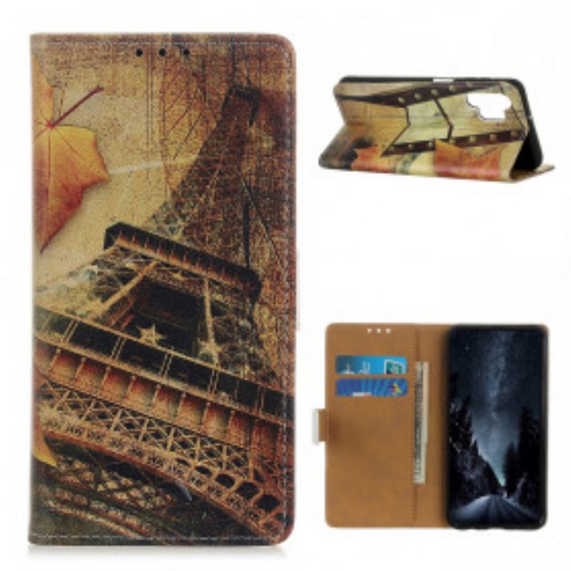 Custodia in pelle Samsung Galaxy A32 Torre Eiffel In Autunno