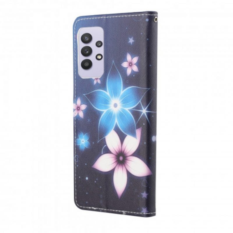 Folio Cover Samsung Galaxy A32 Cinturino Lunare Fiori