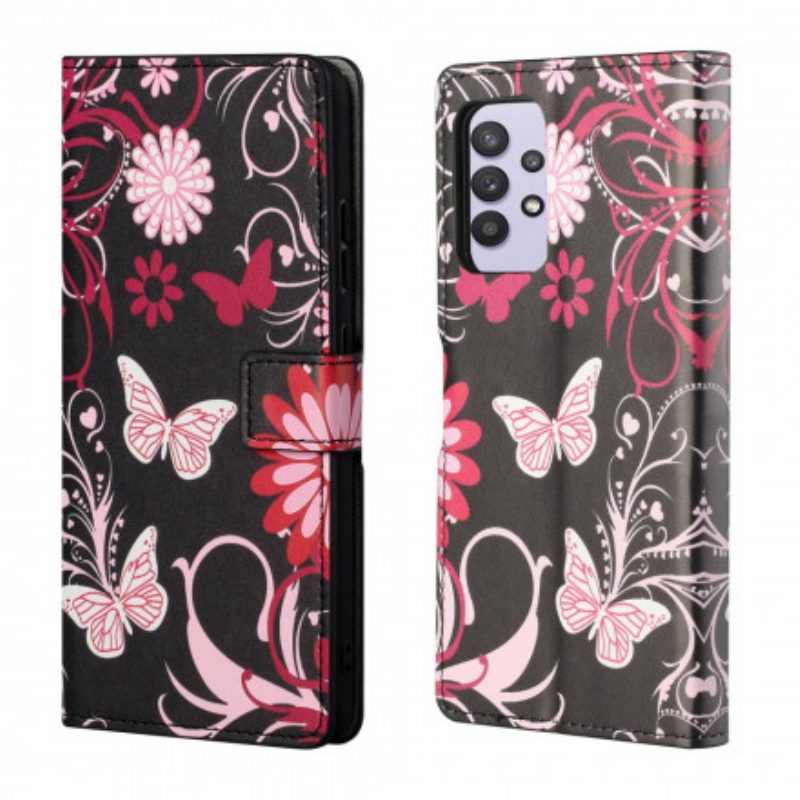 Folio Cover Samsung Galaxy A32 Farfalle E Fiori