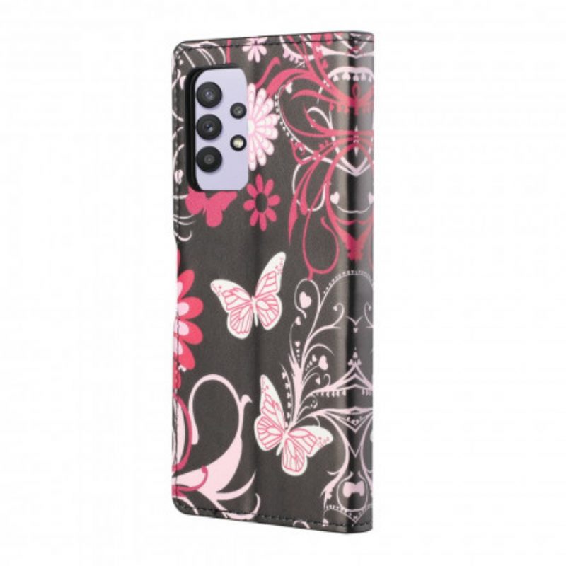 Folio Cover Samsung Galaxy A32 Farfalle E Fiori