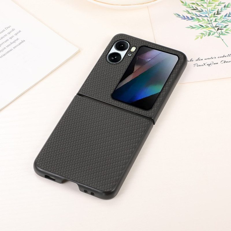 Folio Cover Oppo Find N2 Flip Custodia in pelle Fibra Di Carbonio