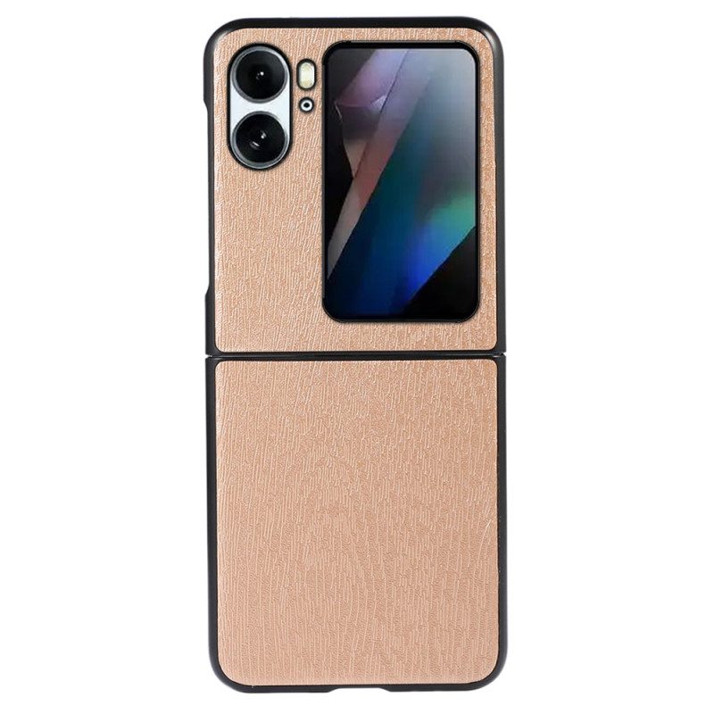 Folio Cover Oppo Find N2 Flip Custodia in pelle Stile Pelle Effetto Legno