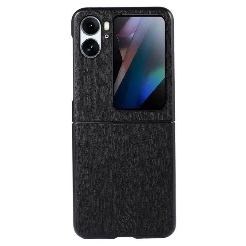 Folio Cover Oppo Find N2 Flip Custodia in pelle Stile Pelle Effetto Legno