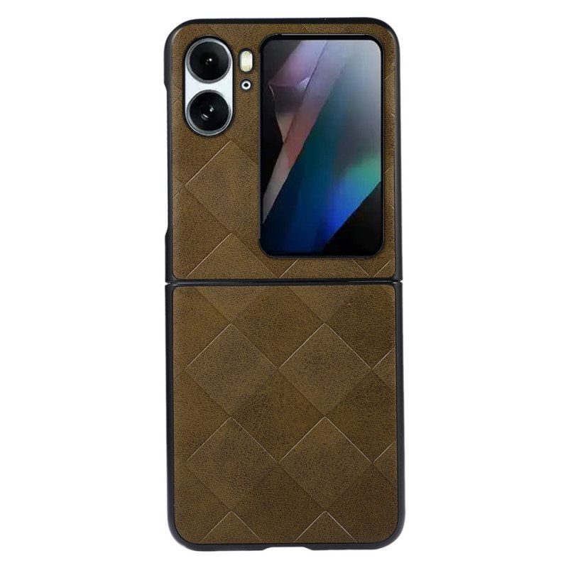 Folio Cover Oppo Find N2 Flip Custodia in pelle Stile Intrecciato