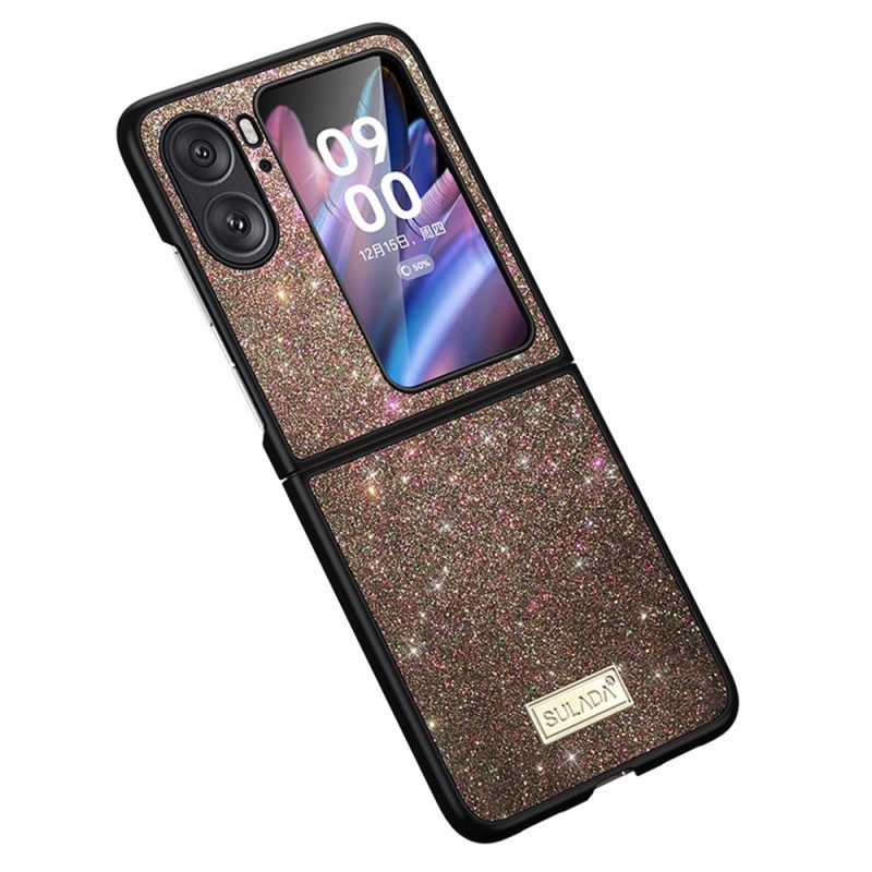 Folio Cover Oppo Find N2 Flip Custodia in pelle Sulada Paillettes