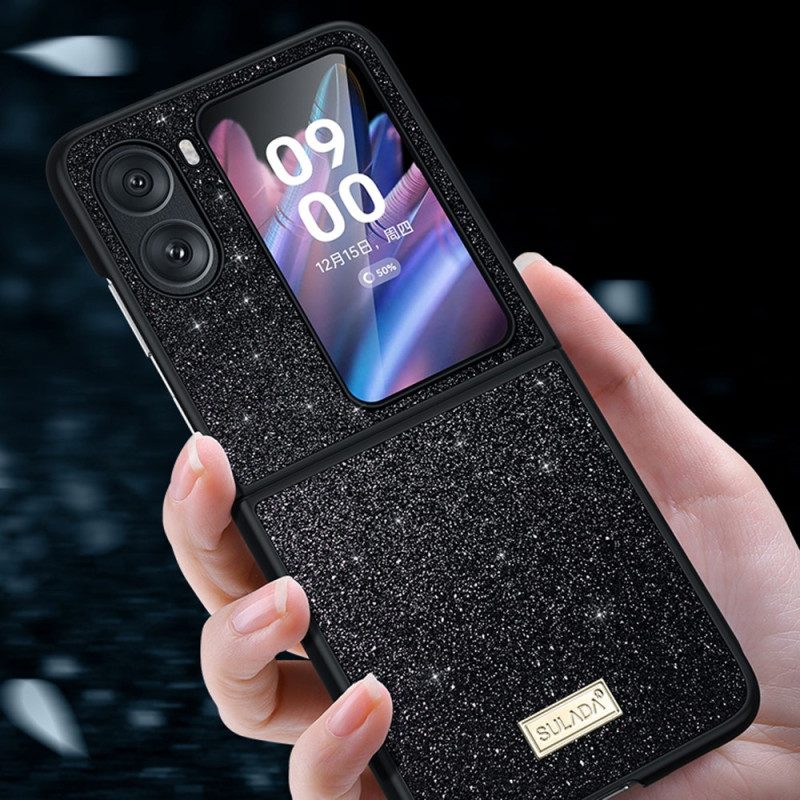 Folio Cover Oppo Find N2 Flip Custodia in pelle Sulada Paillettes