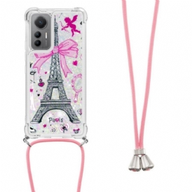 Cover Xiaomi 12 Lite Coulisse Glitterata Torre Eiffel