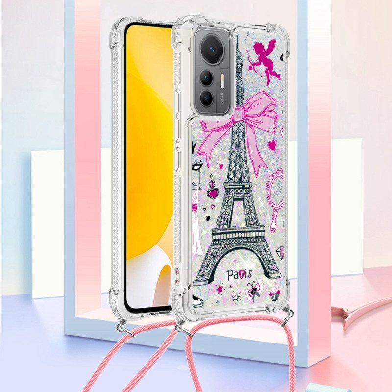 Cover Xiaomi 12 Lite Coulisse Glitterata Torre Eiffel