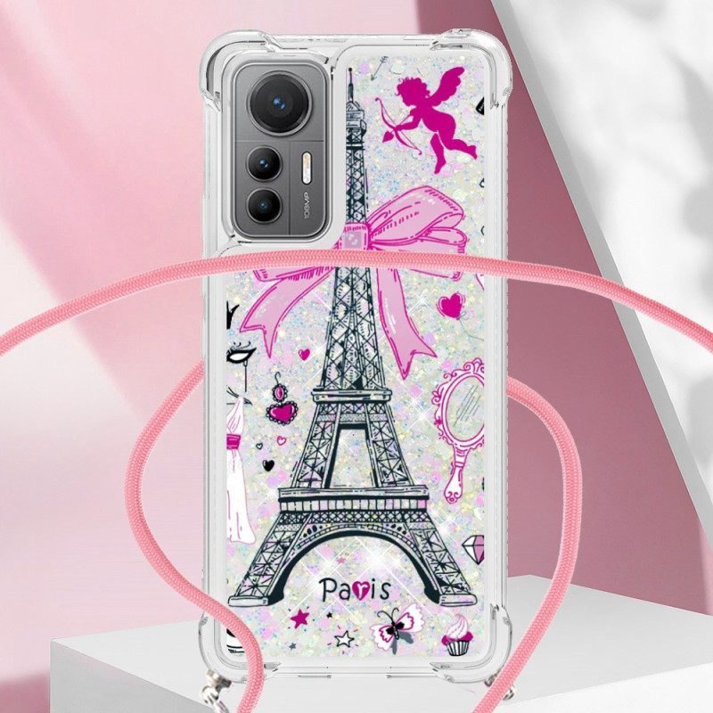 Cover Xiaomi 12 Lite Coulisse Glitterata Torre Eiffel