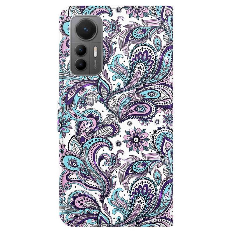 Custodia A Portafoglio Xiaomi 12 Lite Motivo Paisley Con Spalline