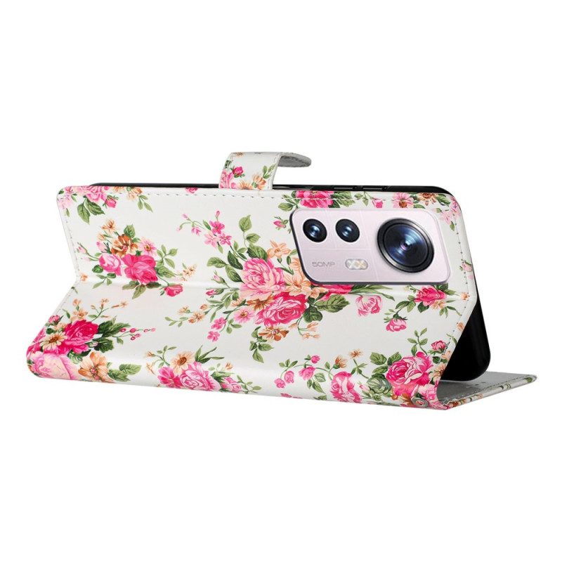 Custodia in pelle Xiaomi 12 Lite Cinturino Liberty Fiori