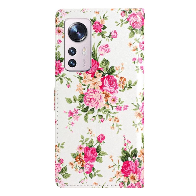 Custodia in pelle Xiaomi 12 Lite Cinturino Liberty Fiori