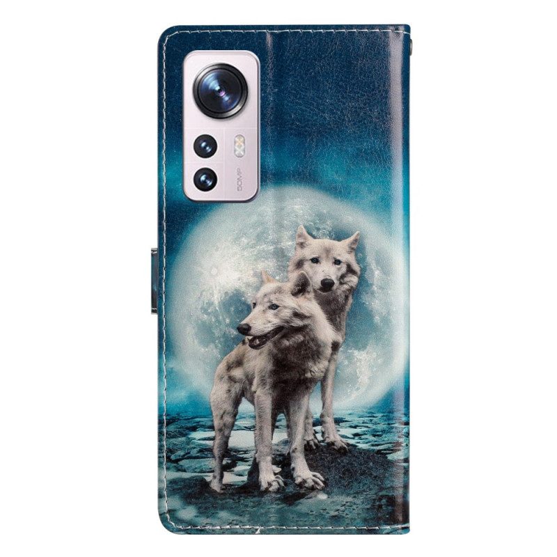 Custodia in pelle Xiaomi 12 Lite Cordino Lupo