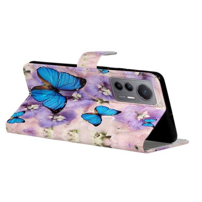 Custodia in pelle Xiaomi 12 Lite Farfalle Perizoma Colorate