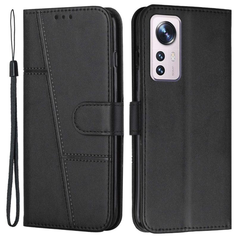 Custodia in pelle Xiaomi 12 Lite Strappy Stile Geometrico In Pelle