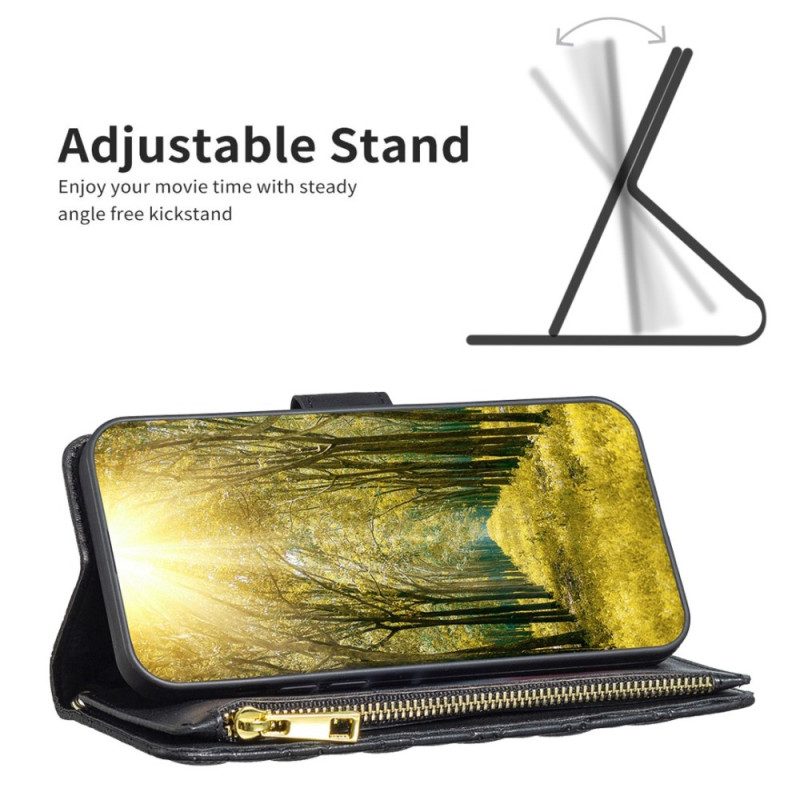 Custodia in pelle Xiaomi 12 Lite Strappy Trapuntato In Stile Colore Binfen