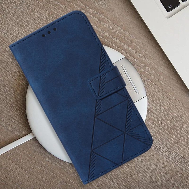 Custodia in pelle Xiaomi 12 Lite Triangoli Con Cordino