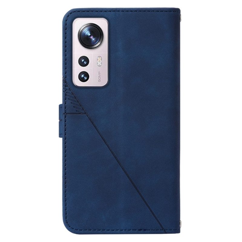 Custodia in pelle Xiaomi 12 Lite Triangoli Con Cordino