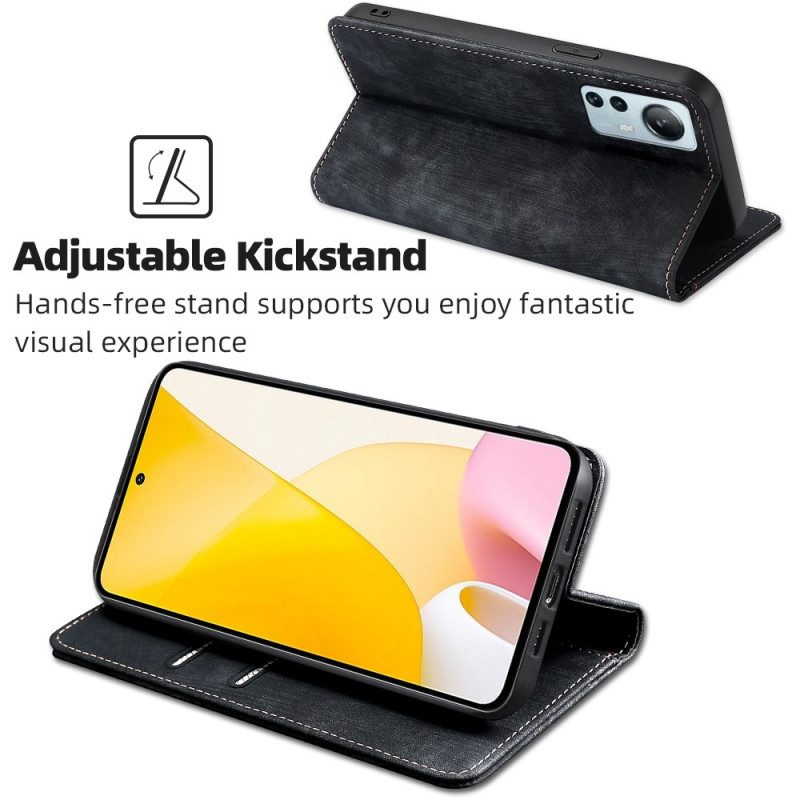 Folio Cover Xiaomi 12 Lite Custodia in pelle Stile Retrò In Pelle