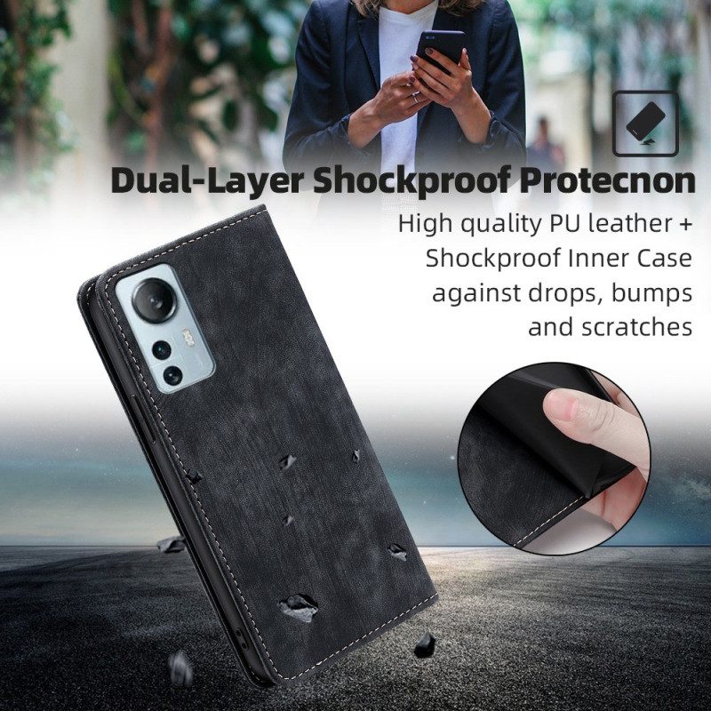 Folio Cover Xiaomi 12 Lite Custodia in pelle Stile Retrò In Pelle